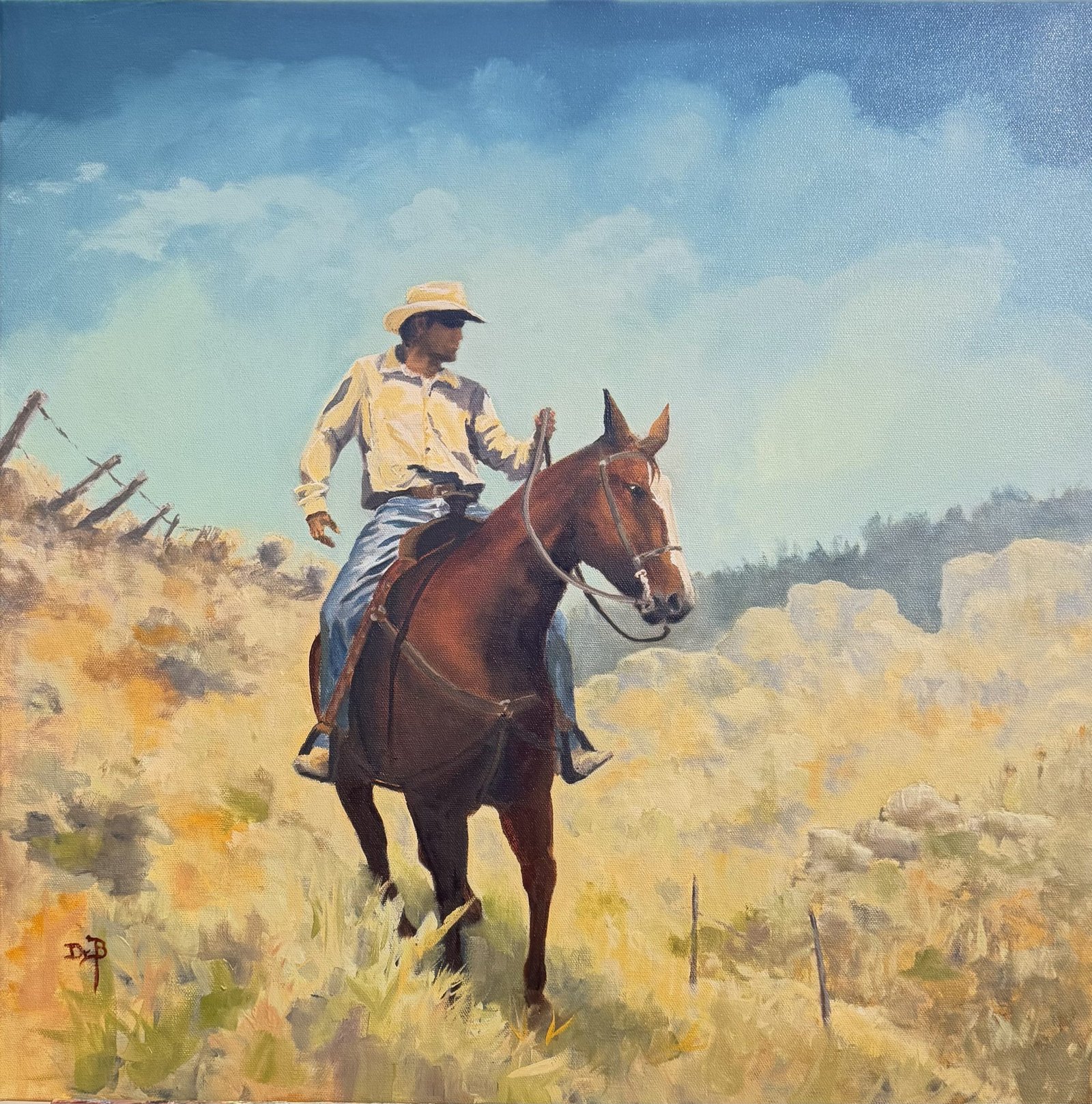 Riding Fences, artwork #2650, 24 × 24